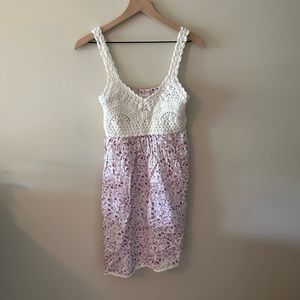 Crochet top floral swing dress